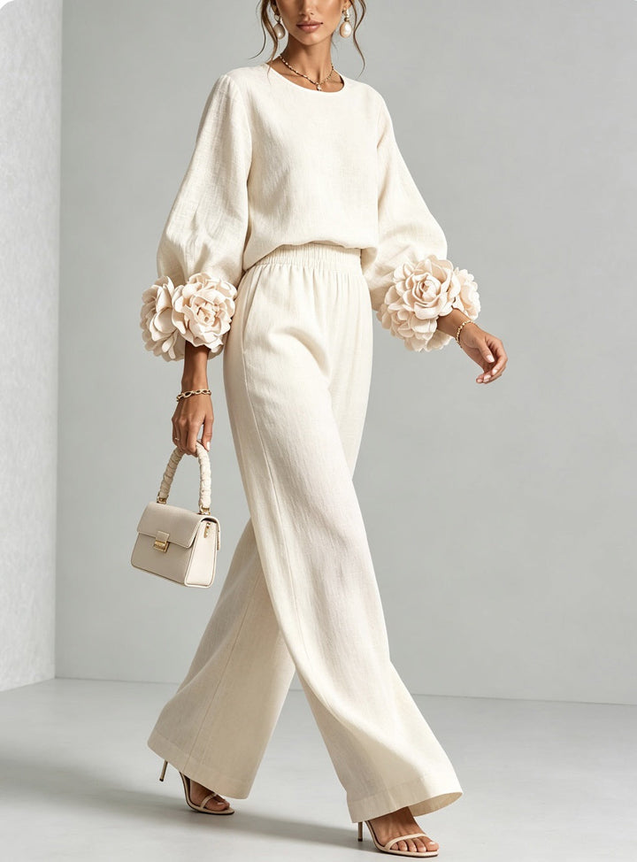 Roselyne | Women's Floral Cuff Two-Piece Set