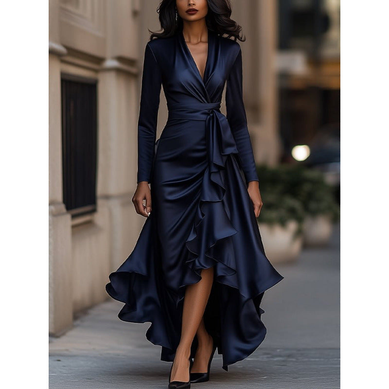 Blanchefleur | Women's Wrap V-Neck Long Sleeve Maxi Dress