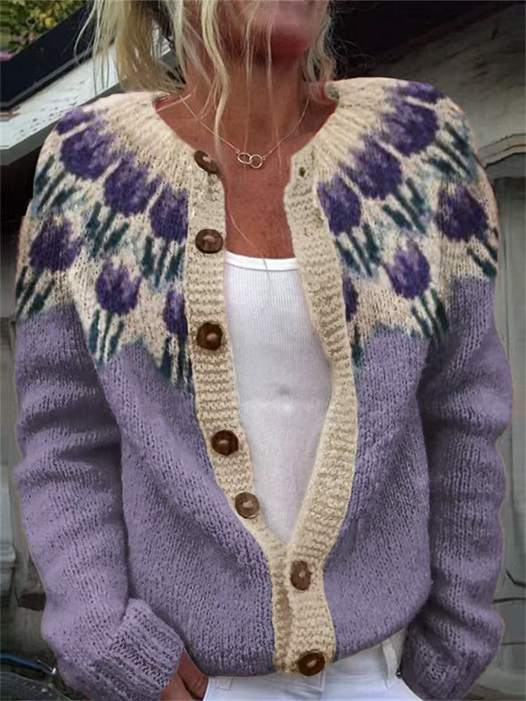 Evanthea | Women's Floral Vintage Knit Cardigan
