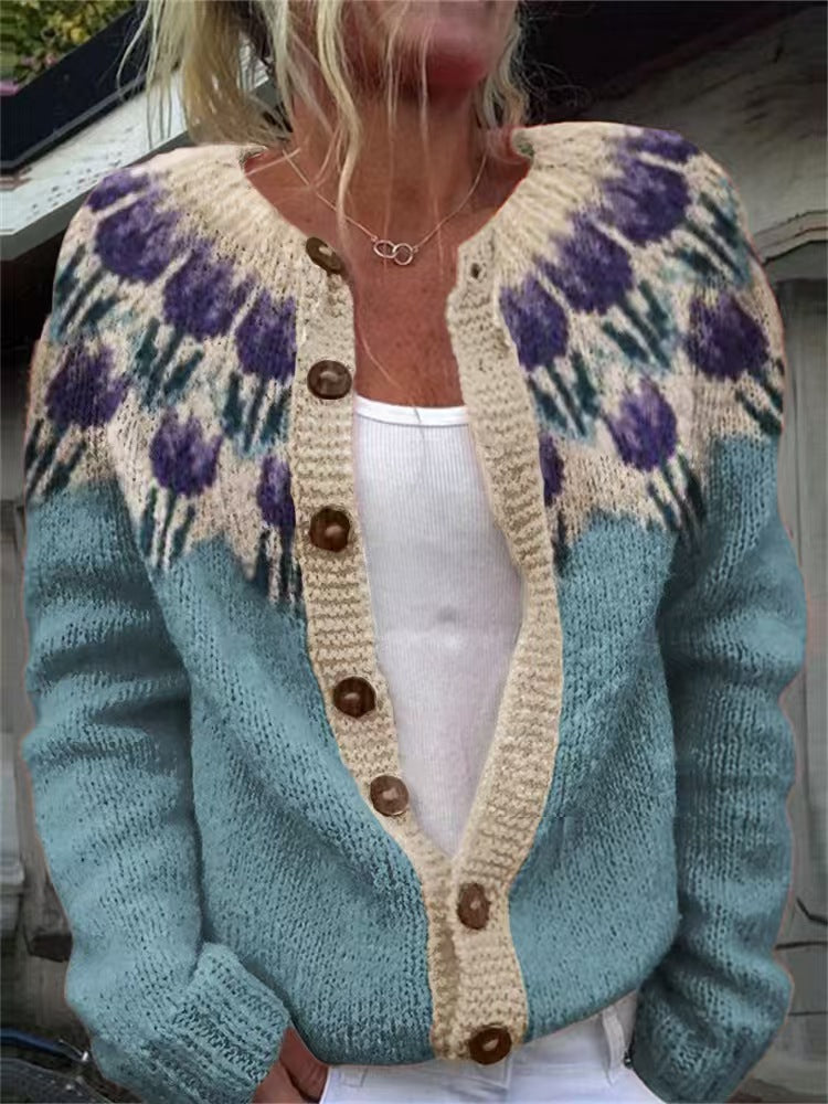 Evanthea | Women's Floral Vintage Knit Cardigan