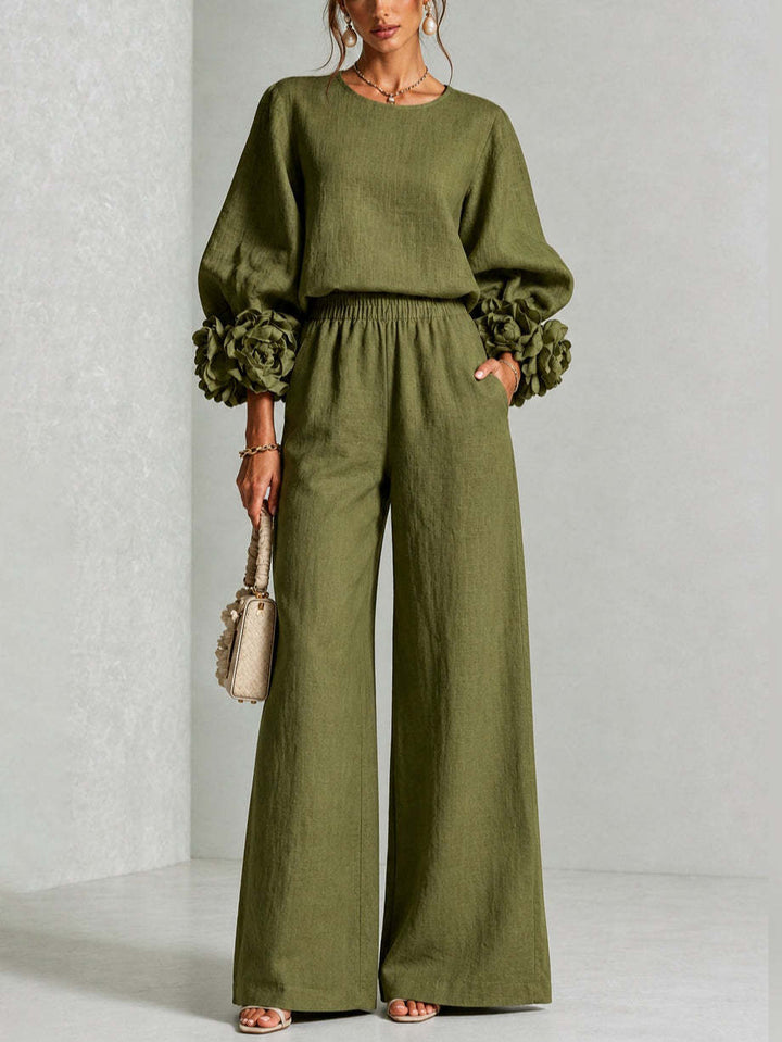 Roselyne | Women's Floral Cuff Two-Piece Set