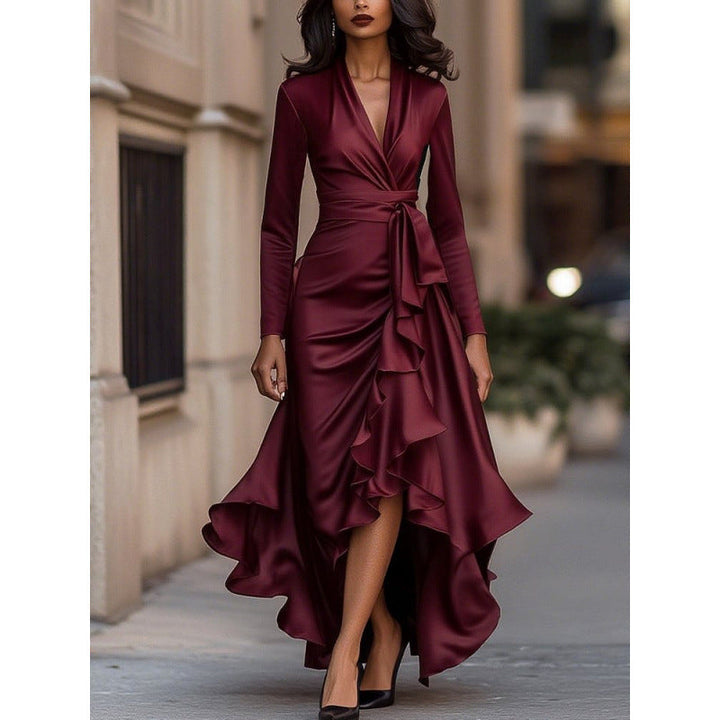 Blanchefleur | Women's Wrap V-Neck Long Sleeve Maxi Dress