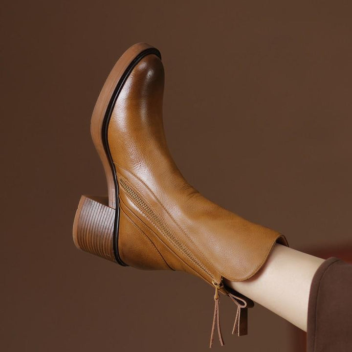 Noemi | Women's Block Heel Ankle Boots with Side Zip