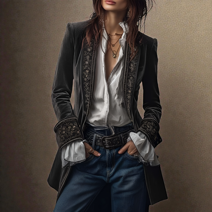 Auberta | Women's Embroidered Velvet Blazer