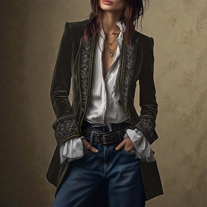 Auberta | Women's Embroidered Velvet Blazer