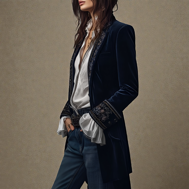 Auberta | Women's Embroidered Velvet Blazer