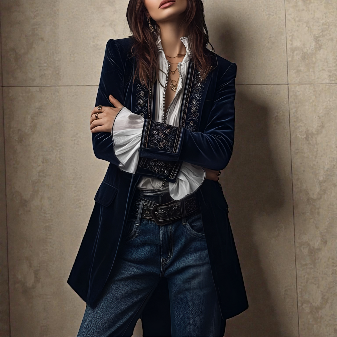 Auberta | Women's Embroidered Velvet Blazer