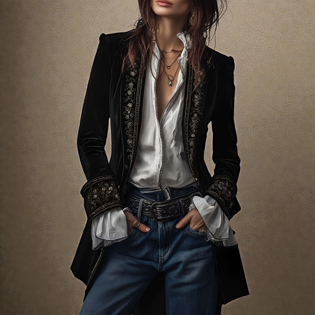 Auberta | Women's Embroidered Velvet Blazer