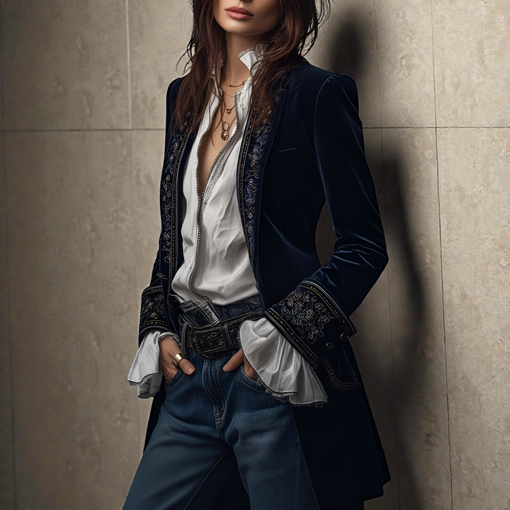 Auberta | Women's Embroidered Velvet Blazer