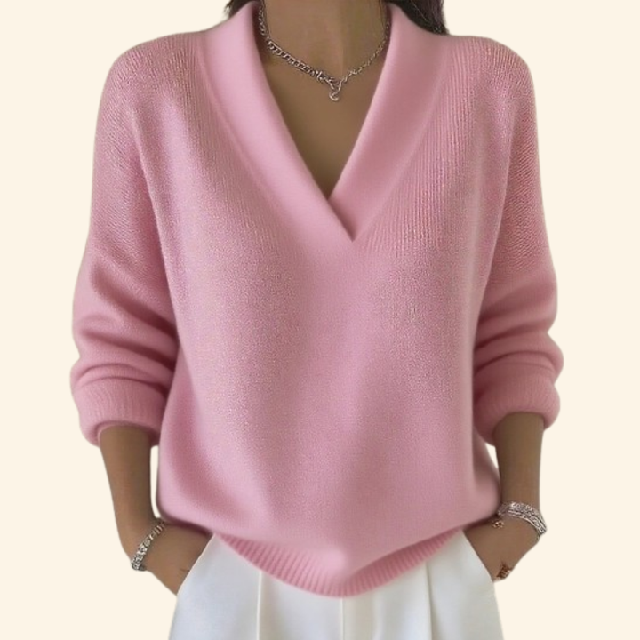 Cassia | Women's V-Neck Jumper for Fall and Winter in Pink
