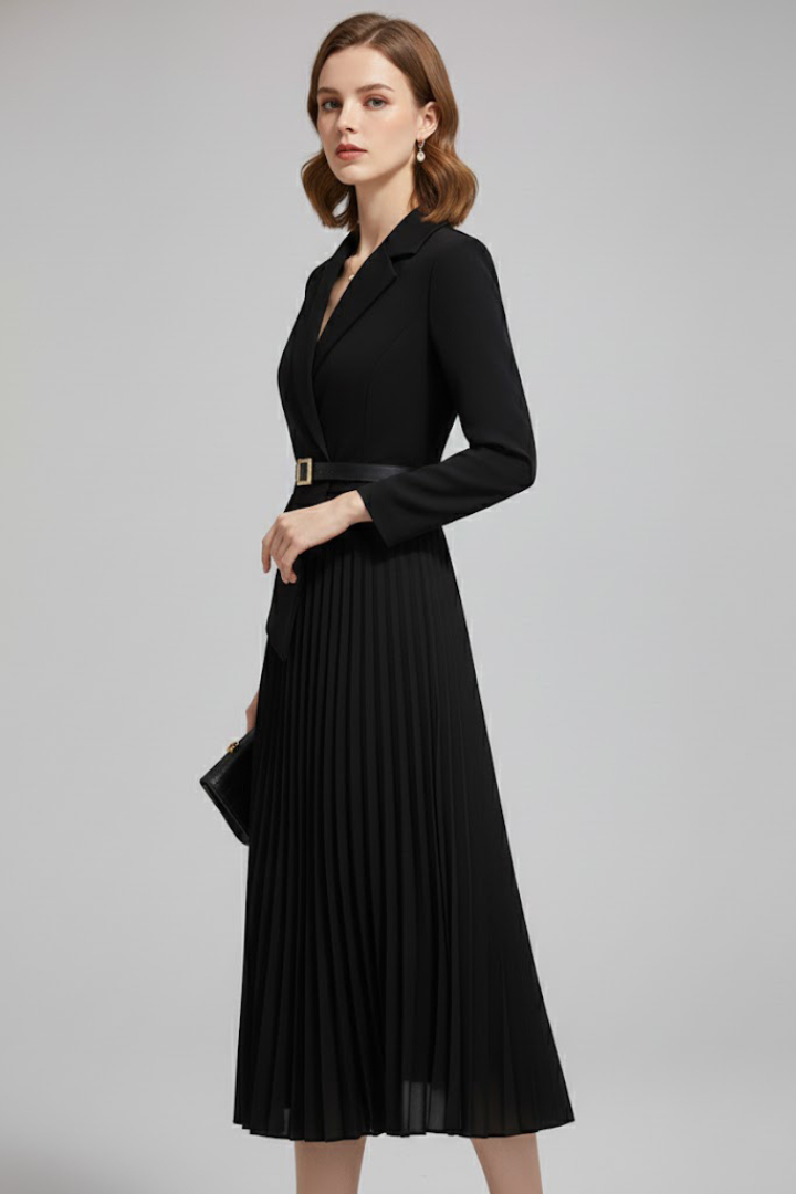 Blazerkleid für Damen mit Gürtel – Tailliertes Wickel-Jackenkleid für Büro & Events