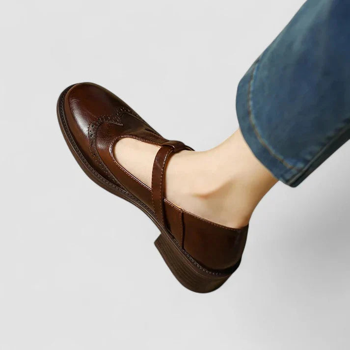 Clarissa | Women's Buckle-Strap Mary Jane Heels with Brogue Detail