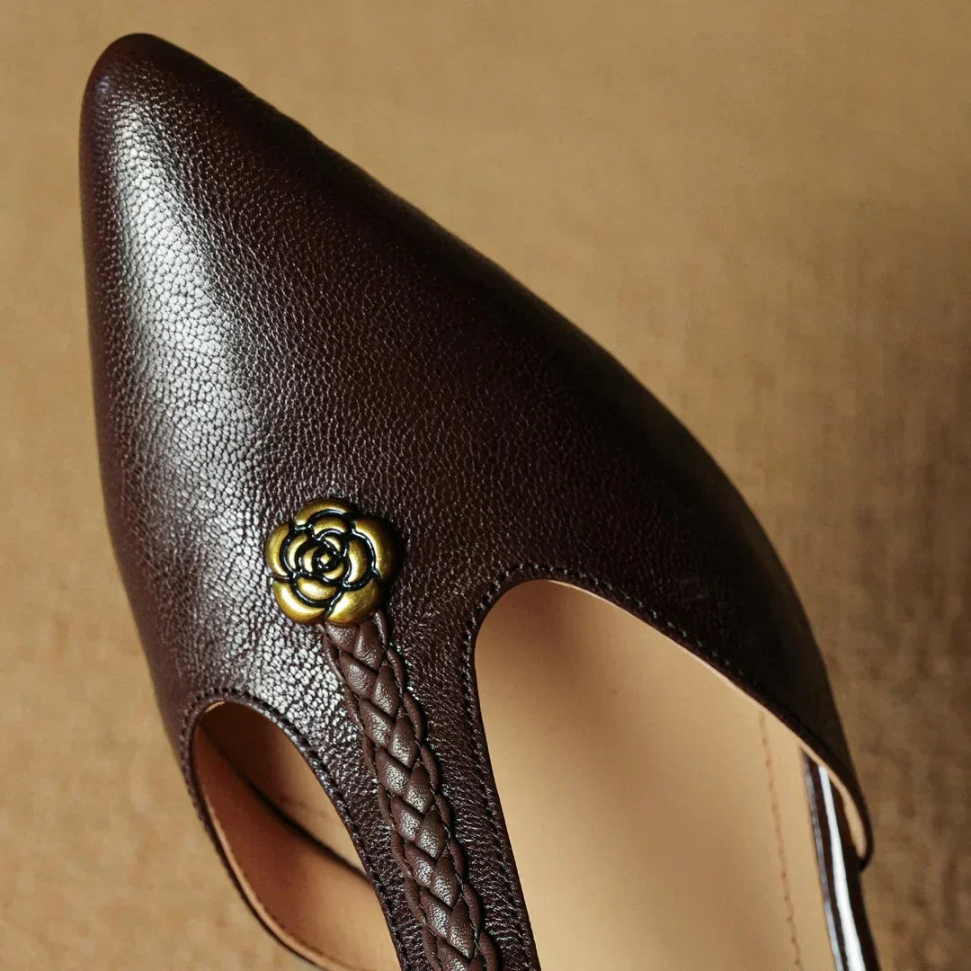 Vidalia | Women's Pointed-Toe T-Strap Leather Heels, image 3