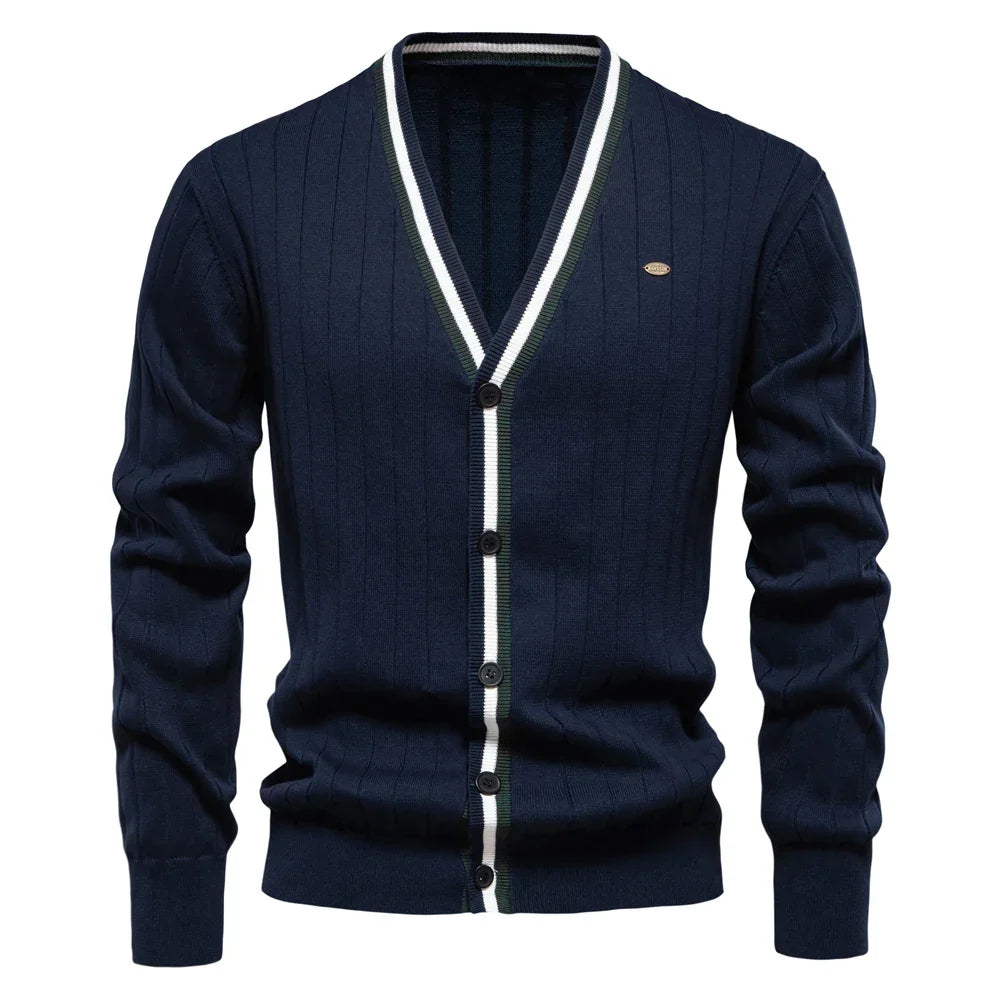 Sylvie | Women's V-Neck Button-Front Cardigan for Cold Weather in Navy Blue
