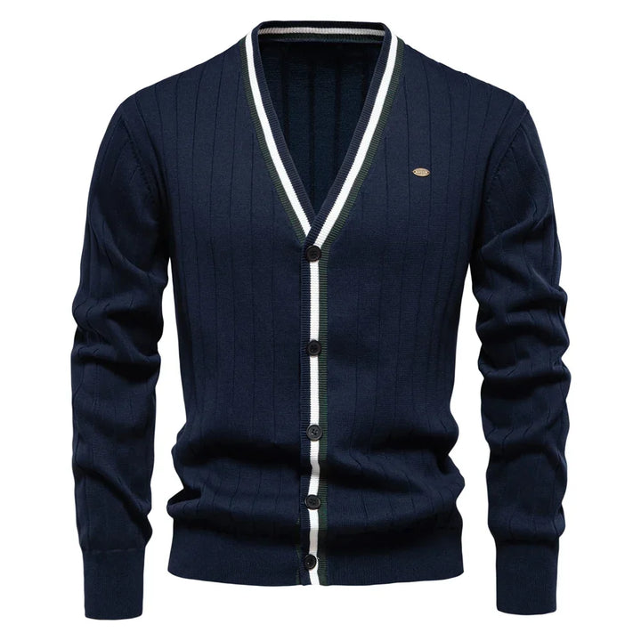 Sylvie | Women's V-Neck Button-Front Cardigan for Cold Weather in Navy Blue