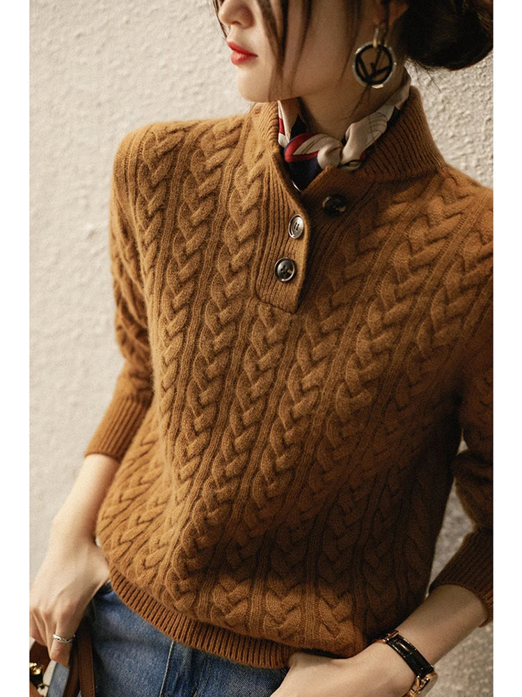 Nathalia | Women's Button-Up Cable Knit Sweater