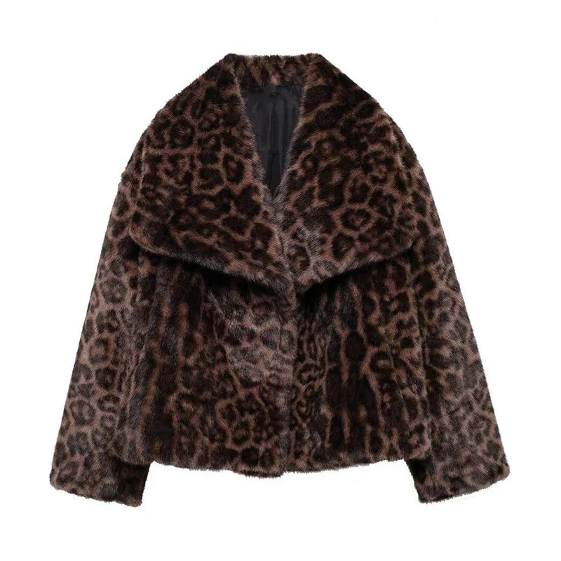 Lenora | Women's Faux-Fur Trim Hooded Coat for Cold Weather in Leopard Print