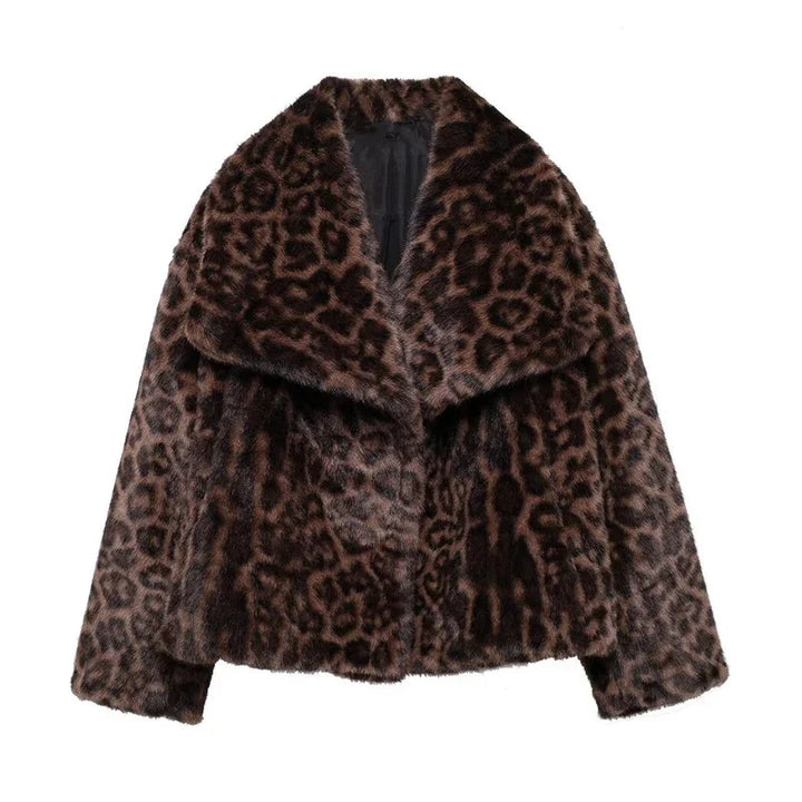 Lenora | Women's Faux-Fur Trim Hooded Coat for Cold Weather in Leopard Print