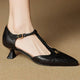 Vidalia | Women's Pointed-Toe T-Strap Leather Heels, image 5