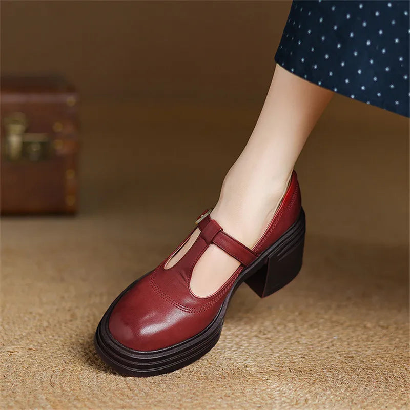 Floriane Chunky Block-Heel Mary Jane Pumps with T-Strap - image 2