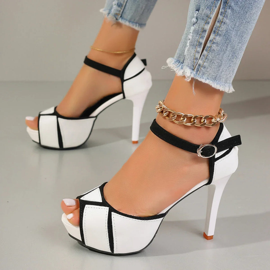 Jolie Two-Tone Peep-Toe Platform Stiletto Heels - image 7