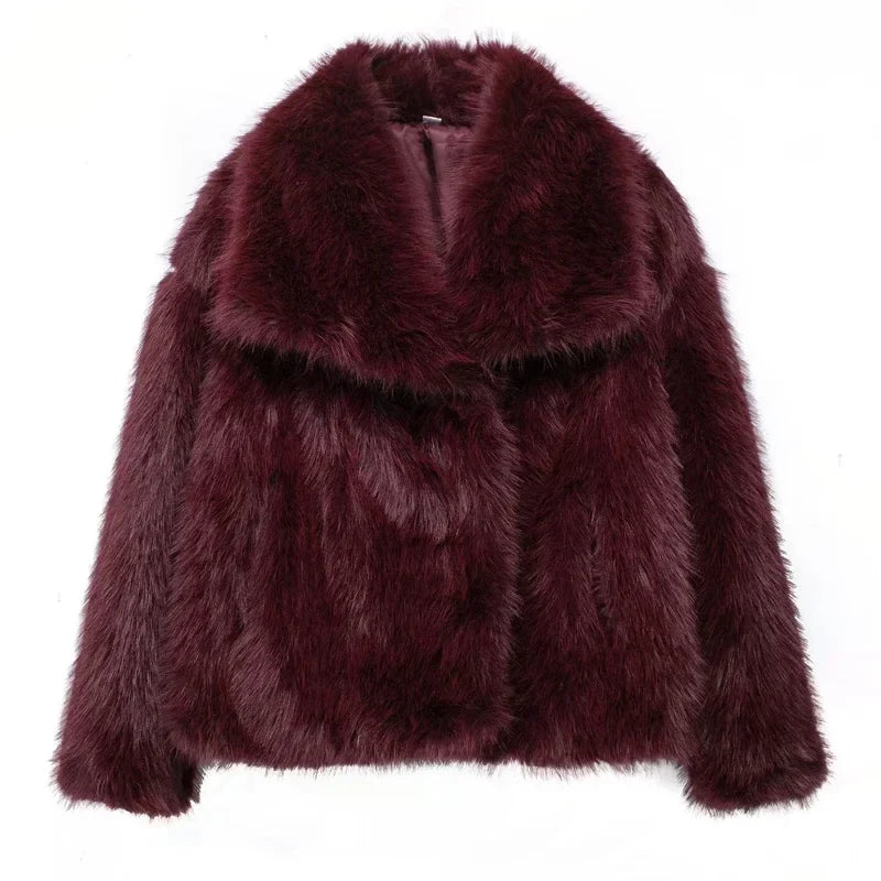 Lenora | Women's Faux-Fur Trim Hooded Coat for Cold Weather in Red