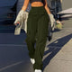 Amberly | Women's Cropped Oversized Trousers for Layering in Army Green