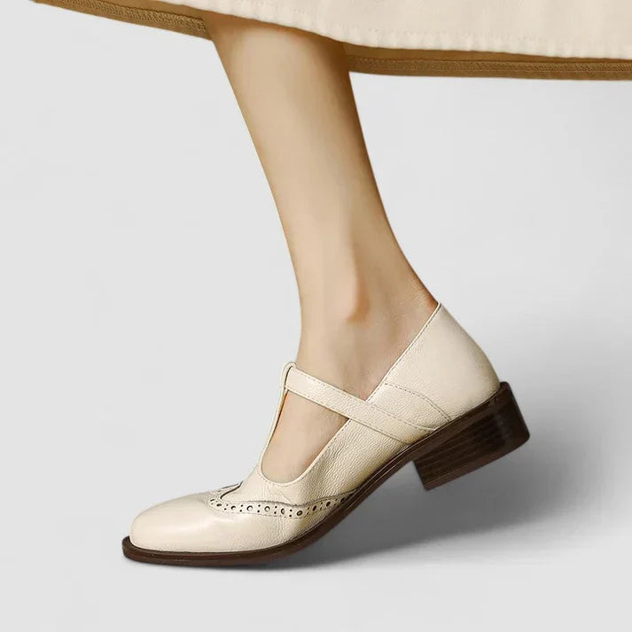 Clarissa | Women's Buckle-Strap Mary Jane Heels with Brogue Detail