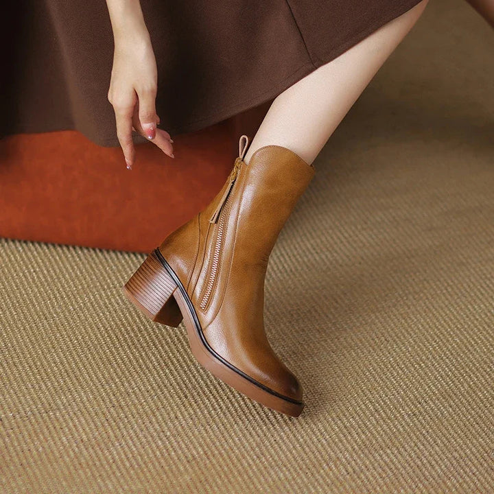 Noemi | Women's Block Heel Ankle Boots with Side Zip