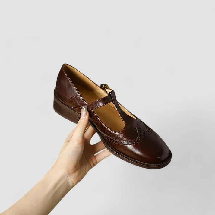 Clarissa | Women's Buckle-Strap Mary Jane Heels with Brogue Detail