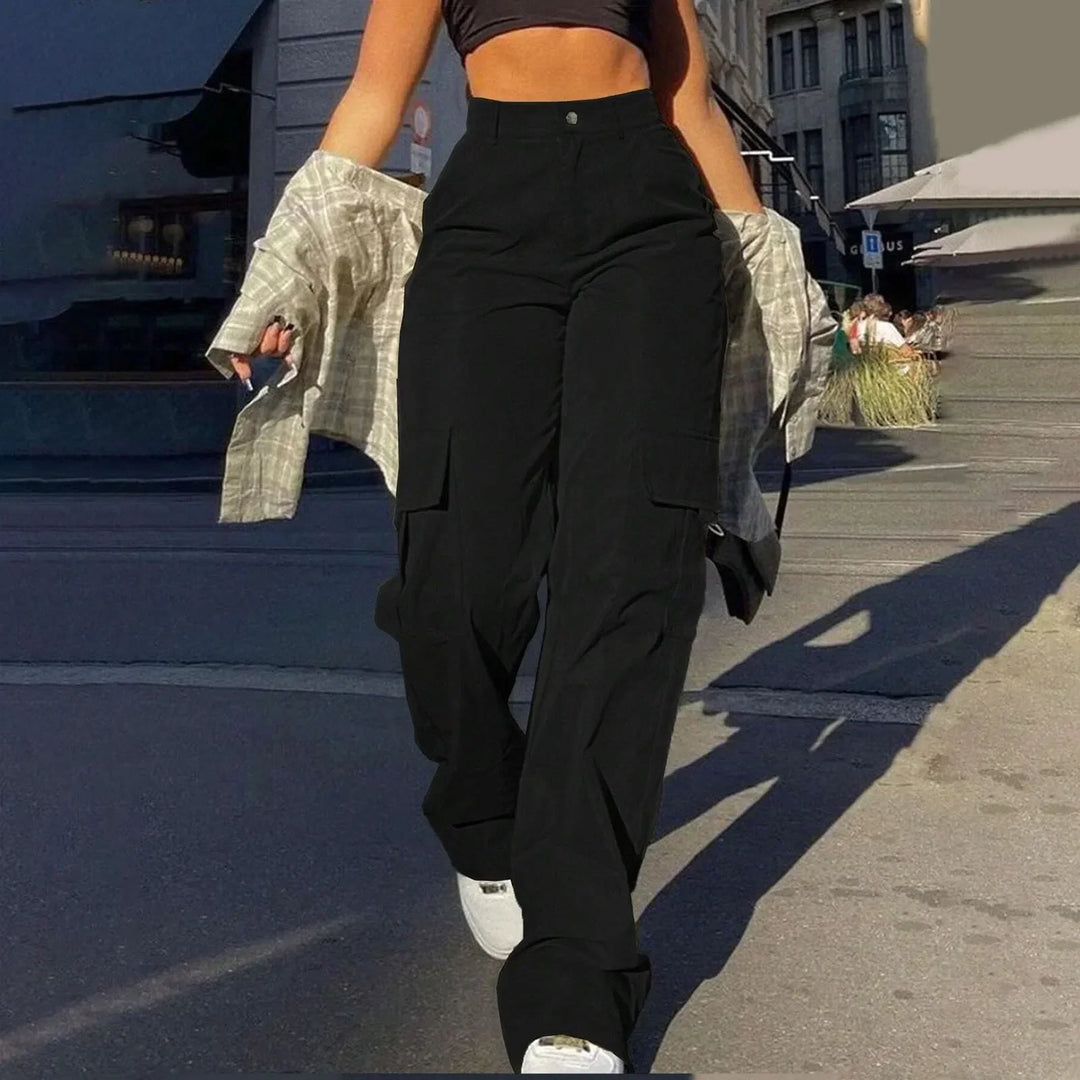 Amberly | Women's Cropped Oversized Trousers for Layering in Black