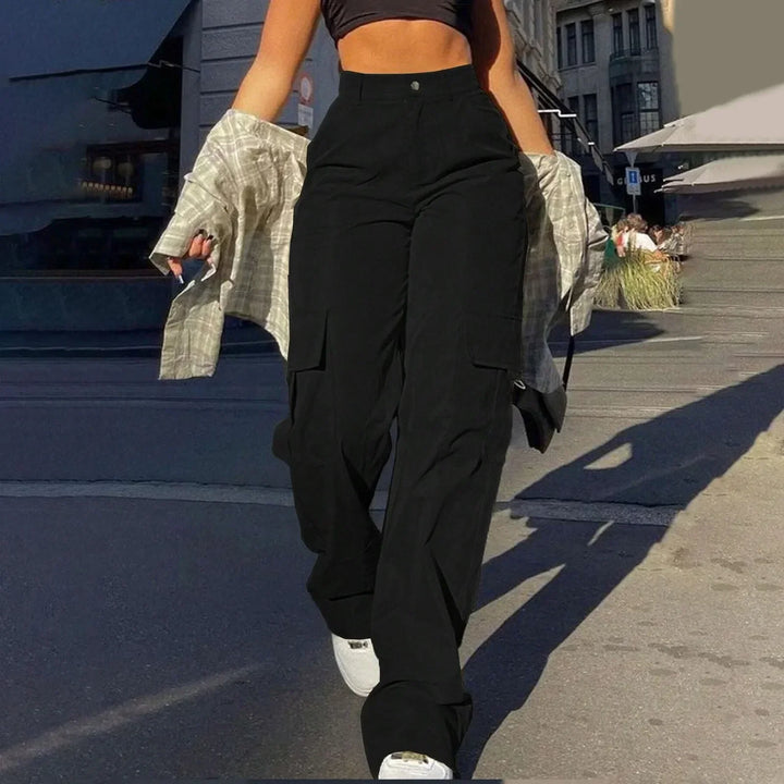 Amberly | Women's Cropped Oversized Trousers for Layering in Black