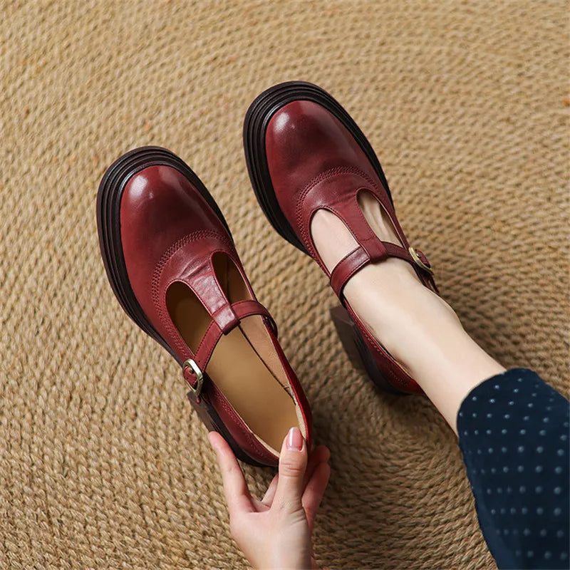 Floriane Chunky Block-Heel Mary Jane Pumps with T-Strap - image 1