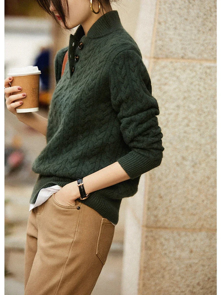 Nathalia | Women's Button-Up Cable Knit Sweater