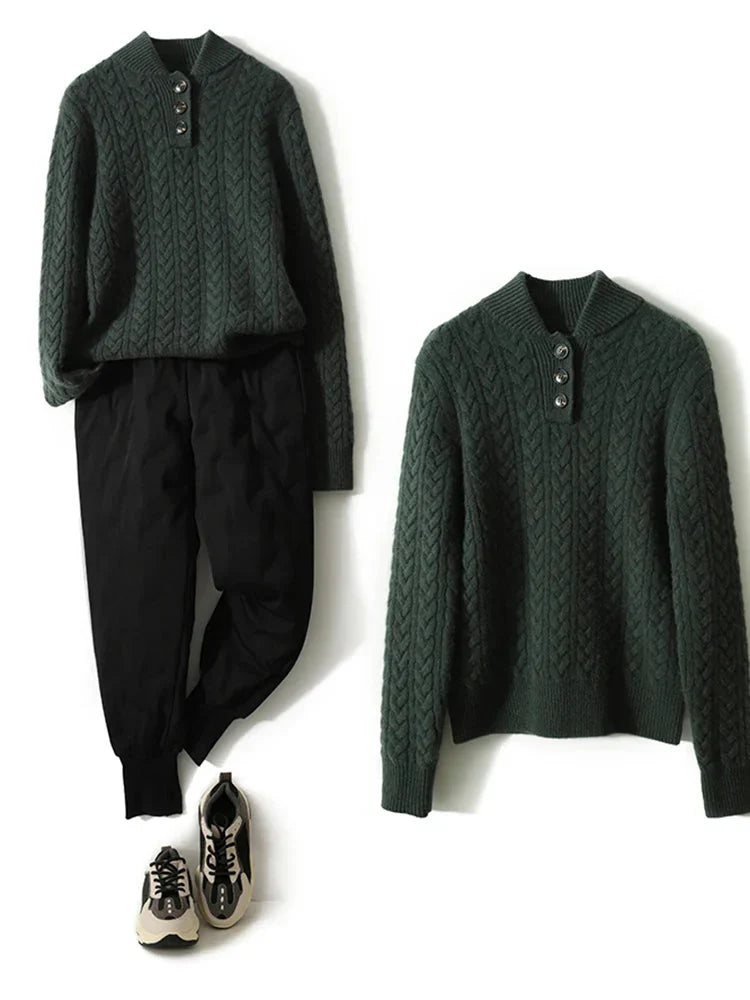 Nathalia | Women's Button-Up Cable Knit Sweater