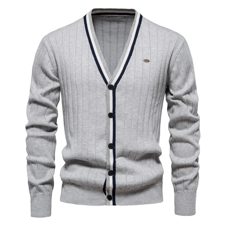 Sylvie | Women's V-Neck Button-Front Cardigan for Cold Weather in Light Grey