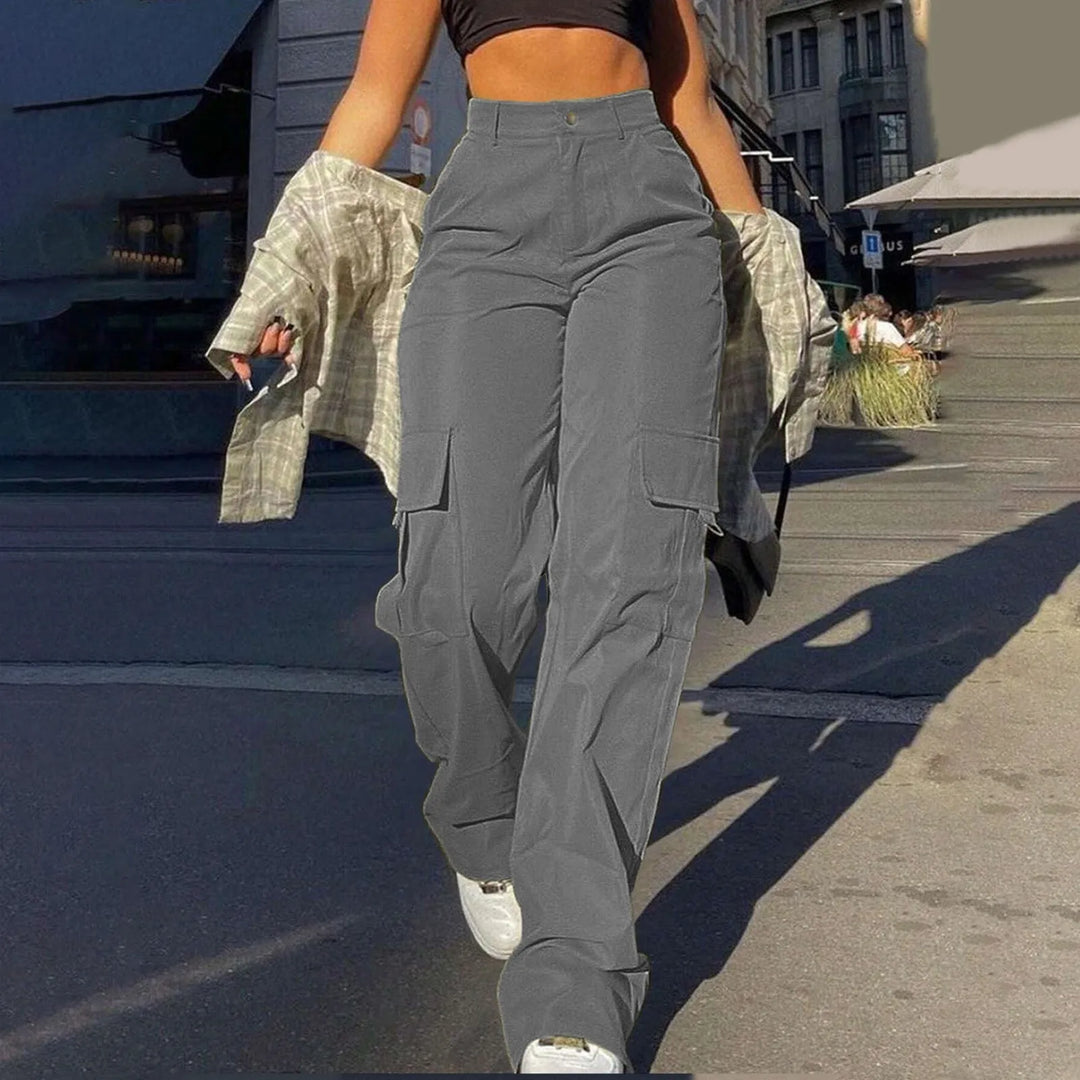 Amberly | Women's Cropped Oversized Trousers for Layering in Grey