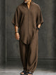 Leopold | Men's Relaxed Asymmetric Hem Two-Piece Set in Brown