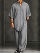 Leopold | Men's Relaxed Asymmetric Hem Two-Piece Set in Gray