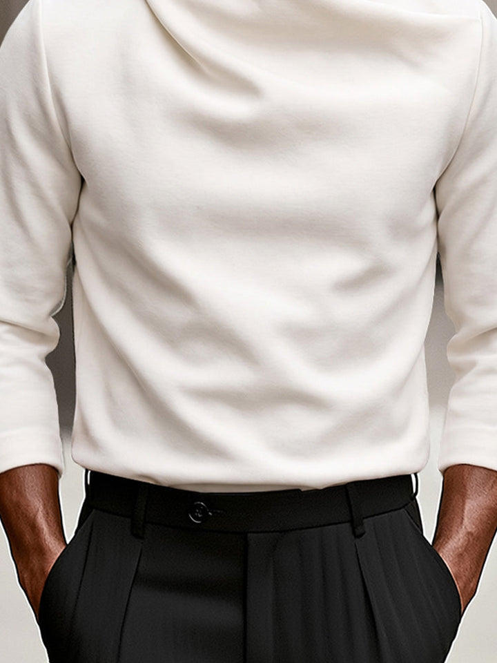 Thaddeus | Men's Stretch Crossover Mock Neck Top for Fall and Winter, image 6