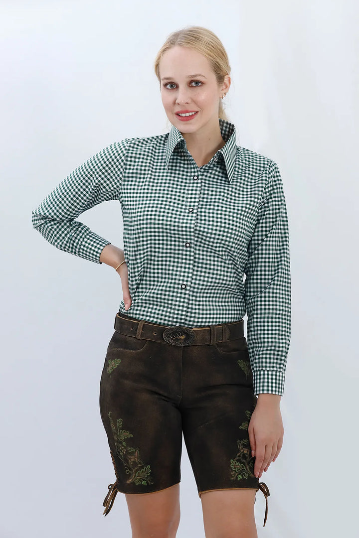 Mechthild | Women's Checked Oktoberfest Shirt with Long Sleeves - view 2