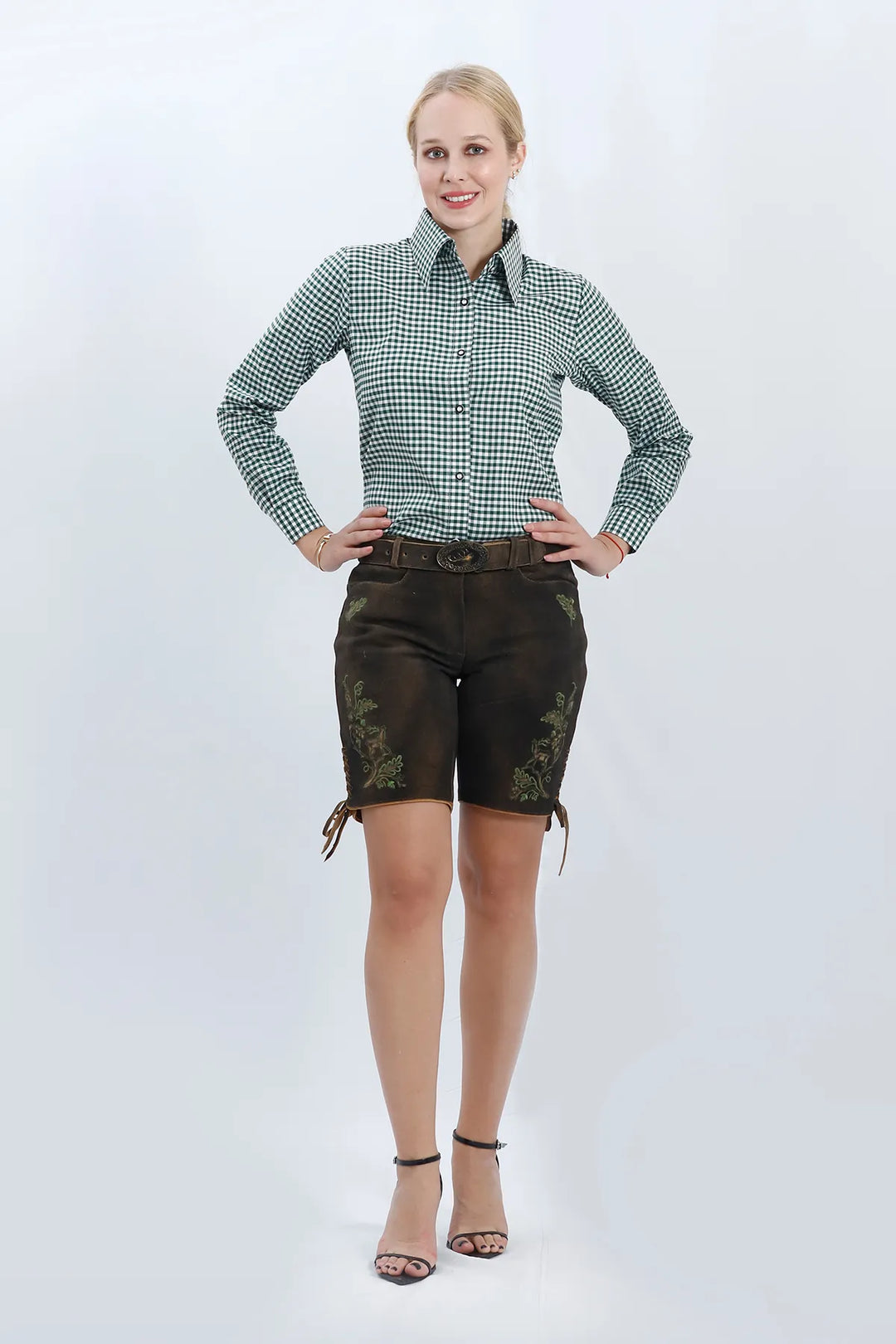 Mechthild | Women's Checked Oktoberfest Shirt with Long Sleeves - view 3