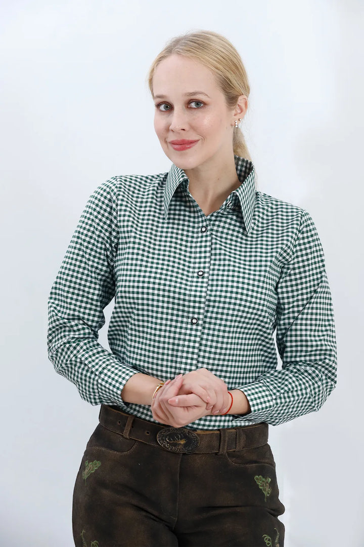 Mechthild | Women's Checked Oktoberfest Shirt with Long Sleeves - view 1