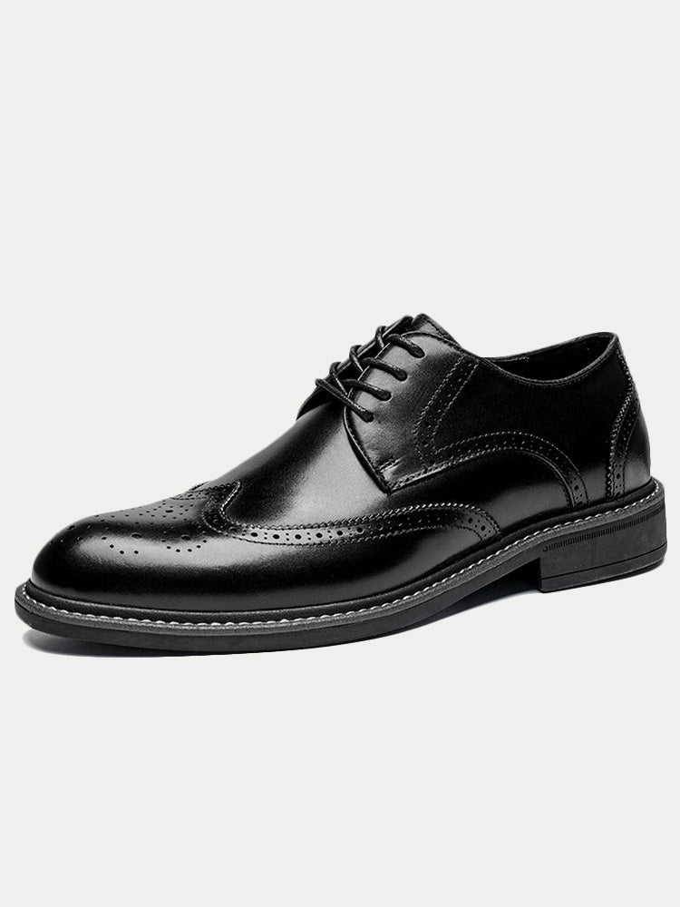 Percival | Men's Wingtip Leather Brogues for the Office in Black