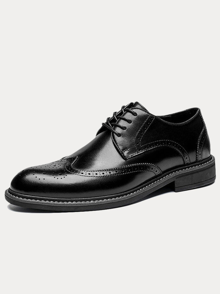Percival | Men's Wingtip Leather Brogues for the Office in Black