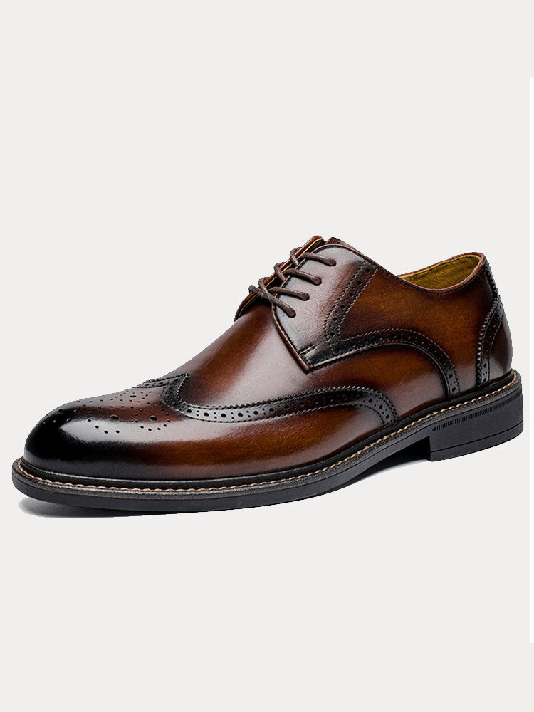 Percival | Men's Wingtip Leather Brogues for the Office in Brown