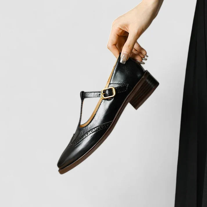 Clarissa | Women's Buckle-Strap Mary Jane Heels with Brogue Detail
