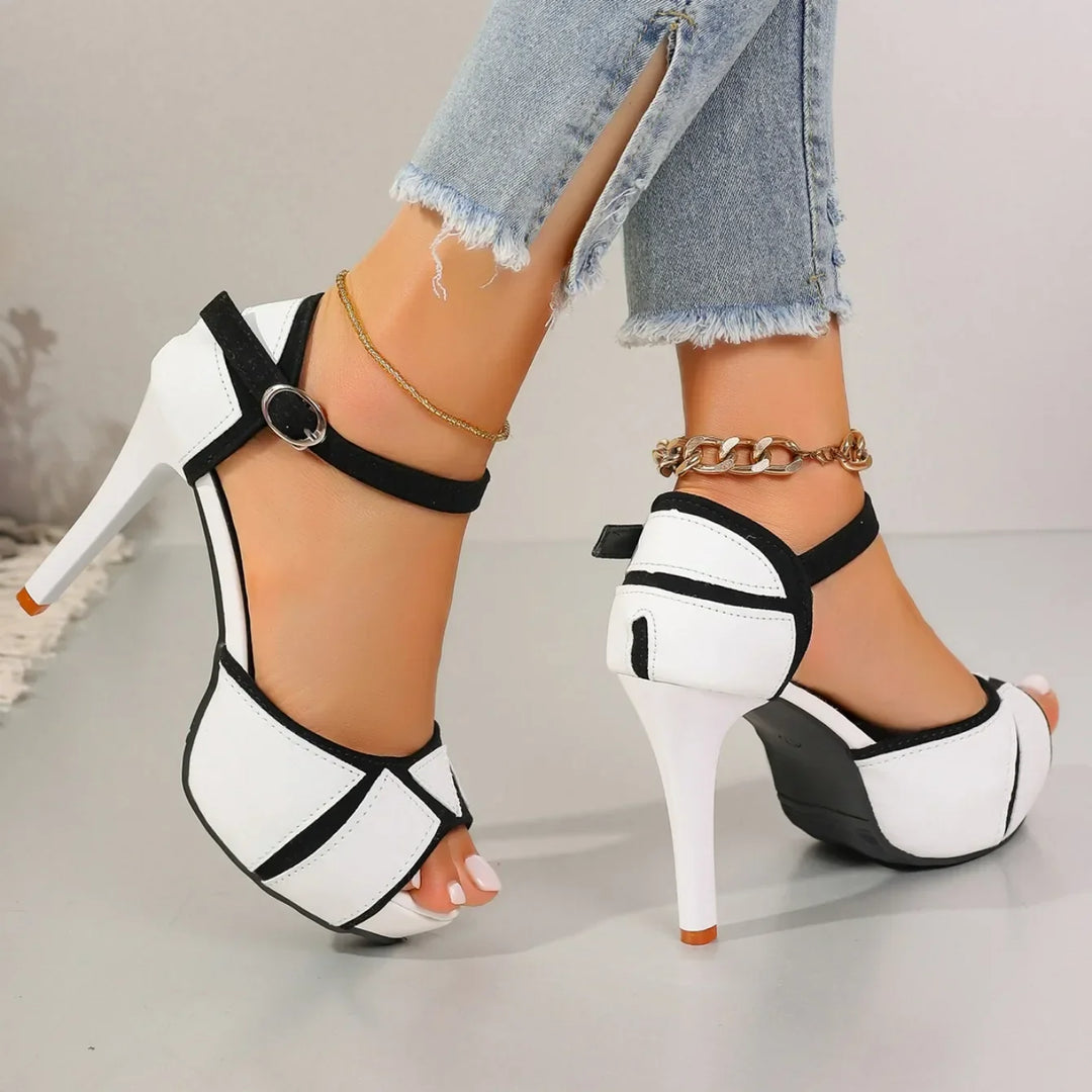 Jolie Two-Tone Peep-Toe Platform Stiletto Heels - image 10