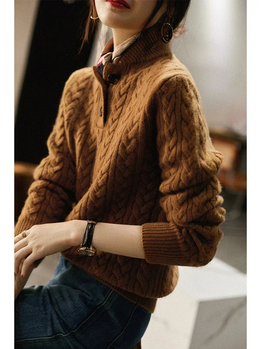 Nathalia | Women's Button-Up Cable Knit Sweater