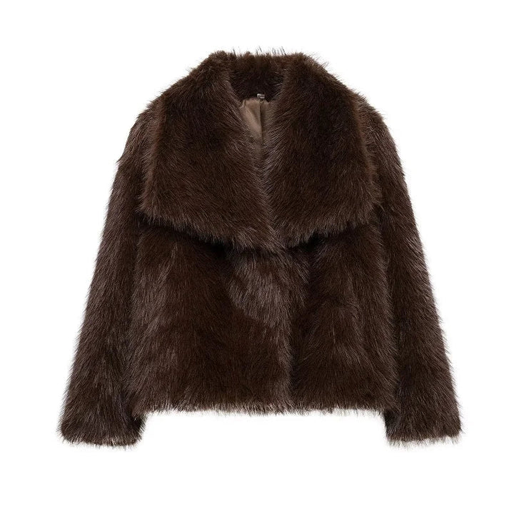 Lenora | Women's Faux-Fur Trim Hooded Coat for Cold Weather in Brown